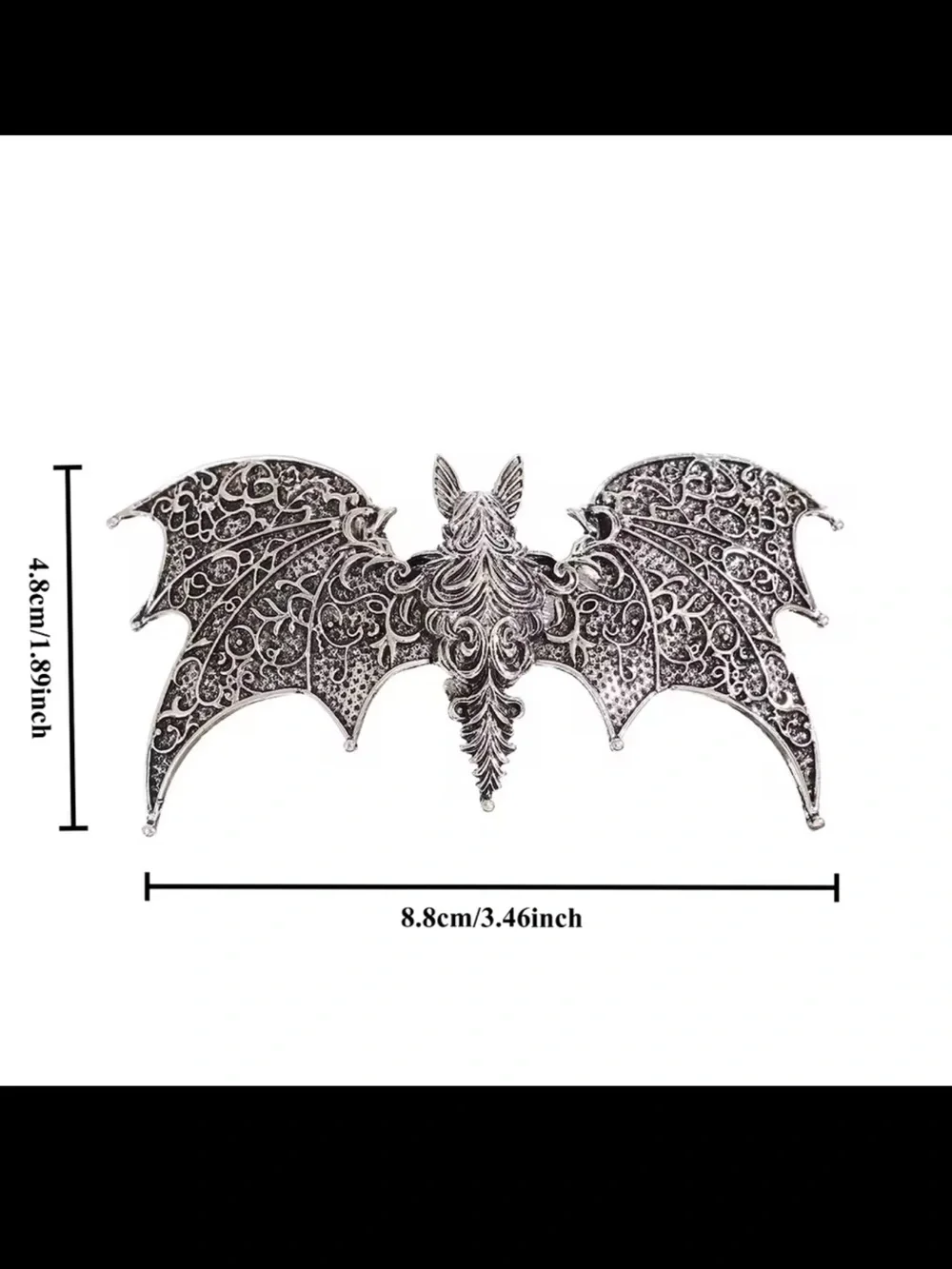 Gothic Silver Bat Hair Clip